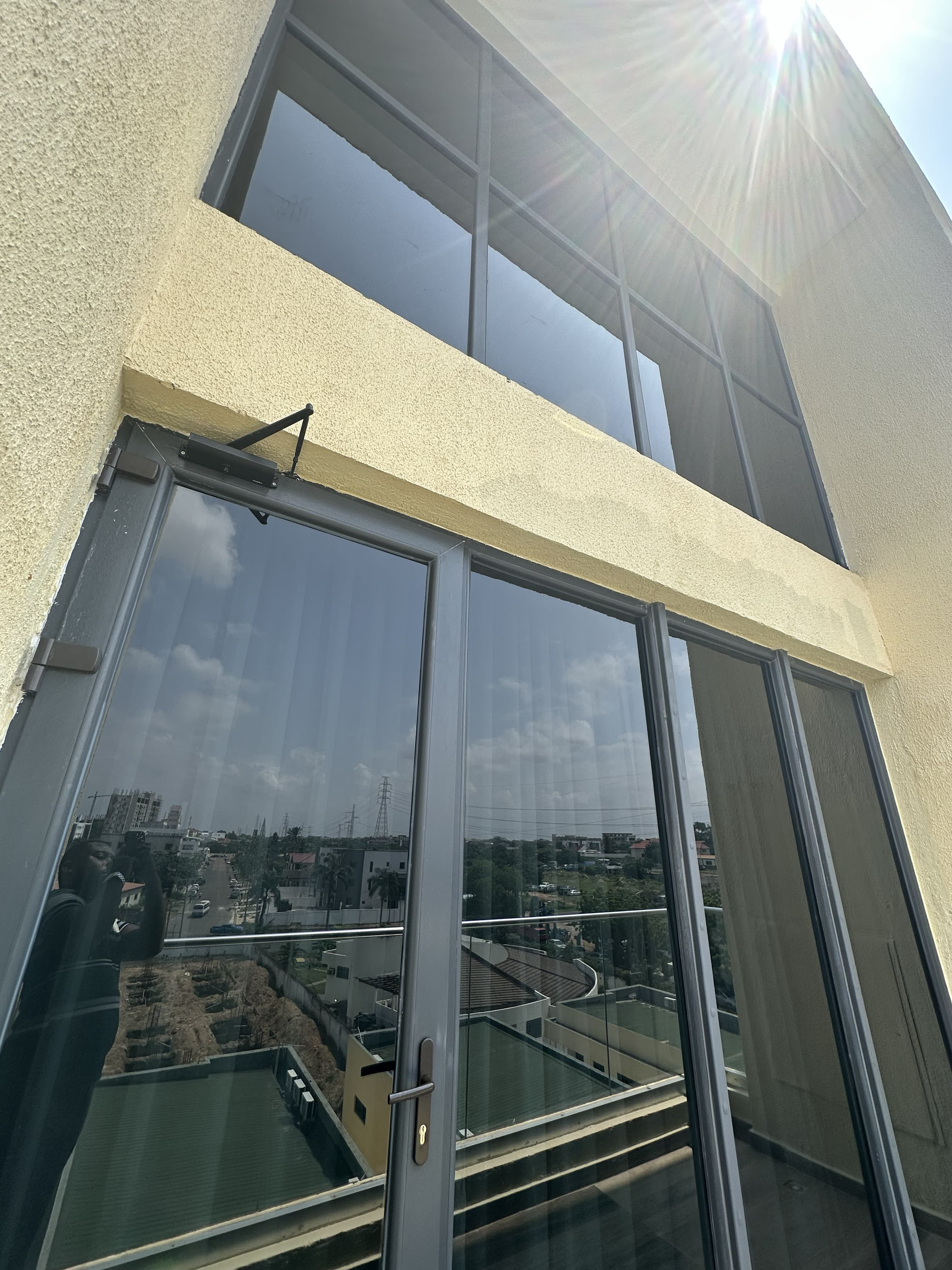 Architectural UPVC glass doors and transom windows
